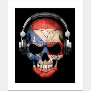 Dark Skull Deejay with Puerto Rican Flag Posters and Art